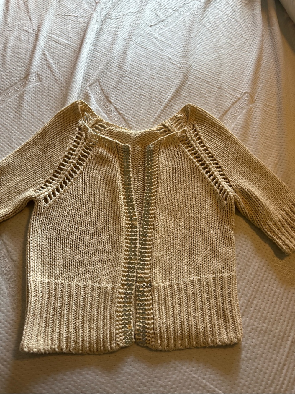 Light Cream Open-Stitch Knit Cardigan - Women's Layering Sweater
